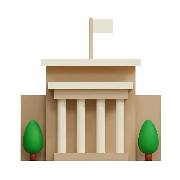 Icono de banco o juzgado 3d Edificio de arquitectura con columnas Banca en línea Ilustración vectorial