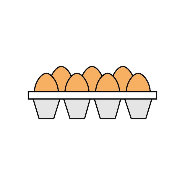 Icono de la bandeja de huevos Ilustración vectorial de la bandejas de huevos Icono de color lineal