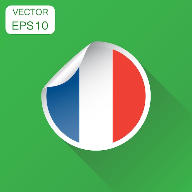 Vector icono de la bandera adhesiva de francia concepto de negocio pictograma de la etiqueta de francia ilustración vectorial en fondo verde con sombra larga