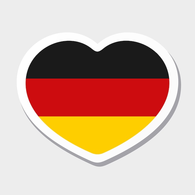 Icono de la bandera de Alemania Etiqueta engomada del corazón del vector Lo mejor para la interfaz de usuario de aplicaciones móviles y el diseño web