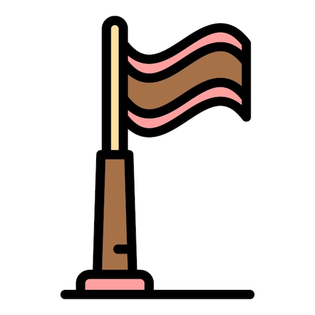 El icono de la bandera de la base del manejador del perro El contorno del icono del vector de la bandera del manejante del perro El color del icono es plano y aislado