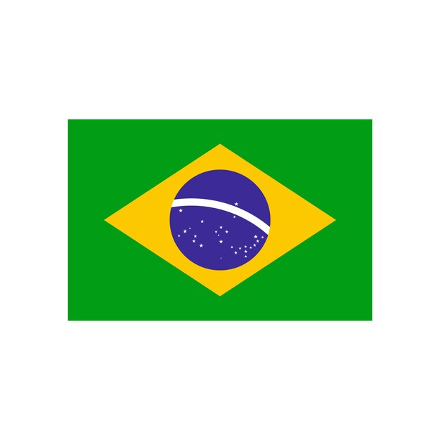 Vector icono de la bandera de brasil en estilo plano aislado sobre fondo blanco