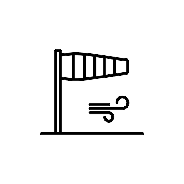 Icono de bandera de brisa fuerte establecido Velocidad del viento Ventilador del viento Símbolo vectorial del cielo en un estilo negro lleno y delineado Señal de advertencia meteorológica