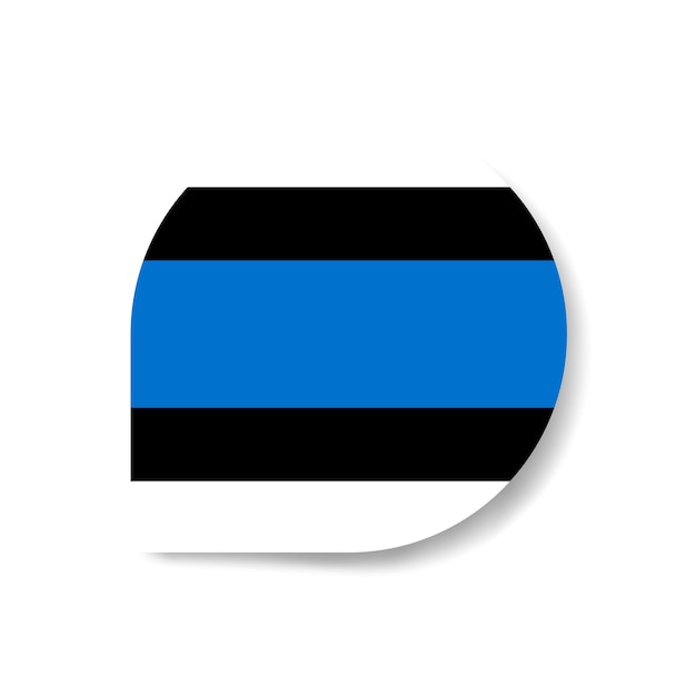 Icono de bandera de caída de Estonia con sombra sobre fondo blanco
