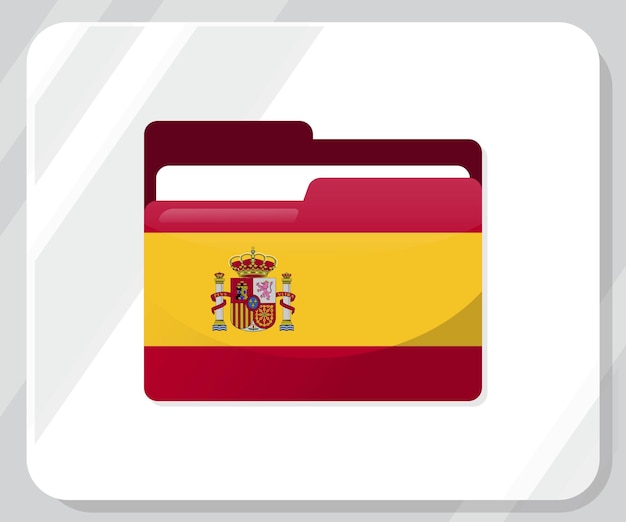 Vector el icono de la bandera de la carpeta brillante de españa