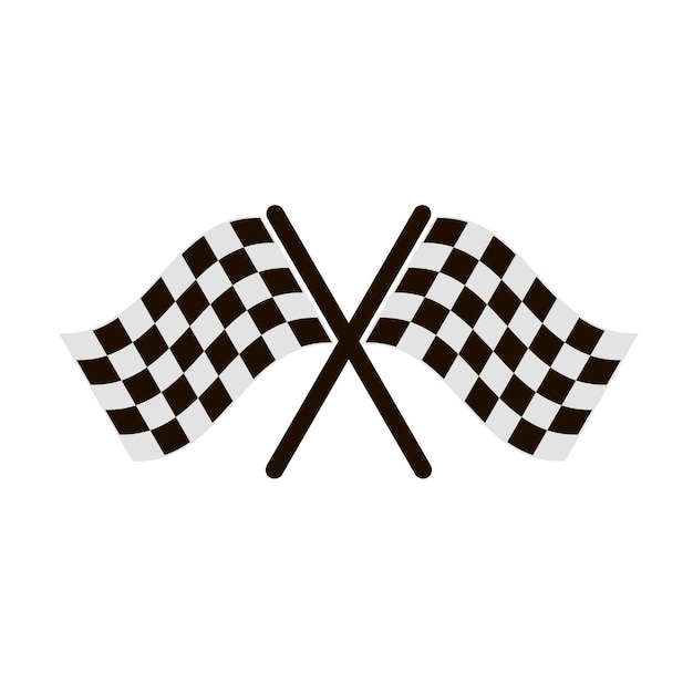 Icono de bandera de carreras aislado sobre fondo blanco