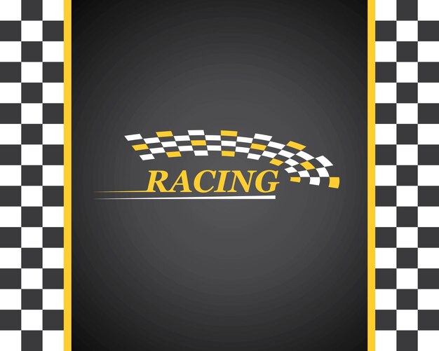 Icono de bandera de carreras de plantilla de vector de ilustración automotriz