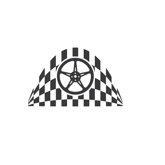 Icono de bandera de carreras de vector de ilustración automotriz