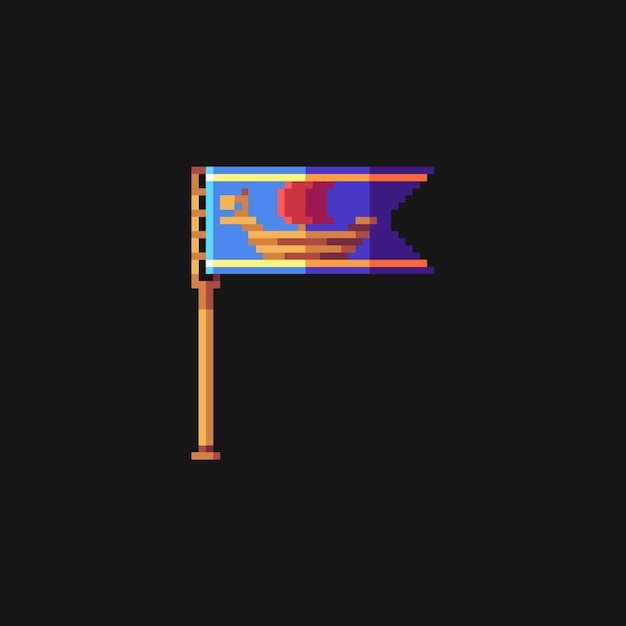icono de la bandera del castillo de pixel art