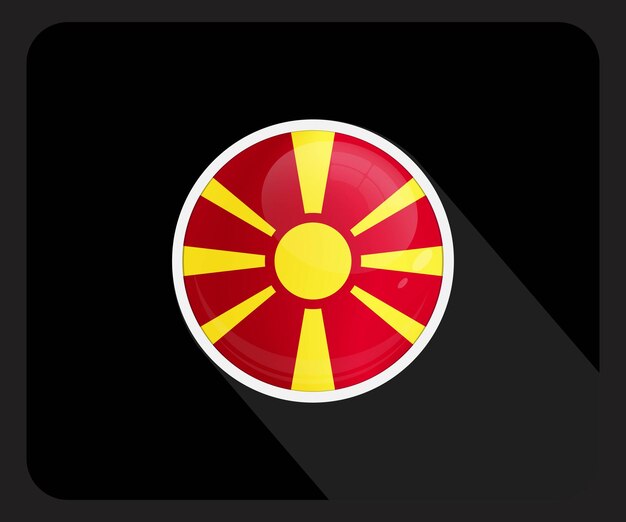 Vector icono de la bandera del círculo brillante de macedonia