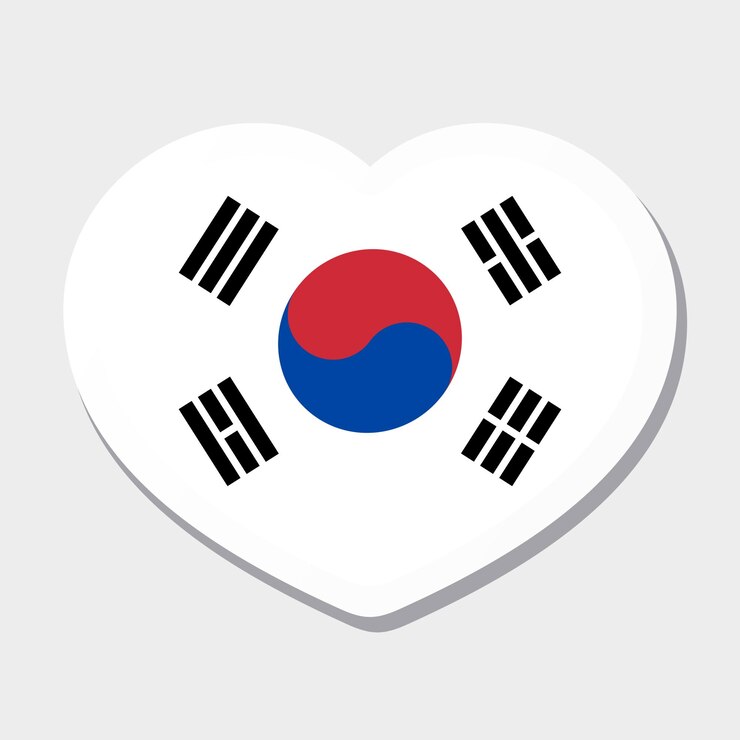 Vector icono de la bandera de corea del sur etiqueta engomada del corazón del vector lo mejor para aplicaciones móviles ui y diseño web