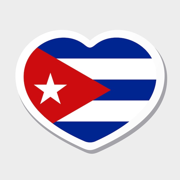 Icono de la bandera de Cuba Adhesivo de corazón vectorial