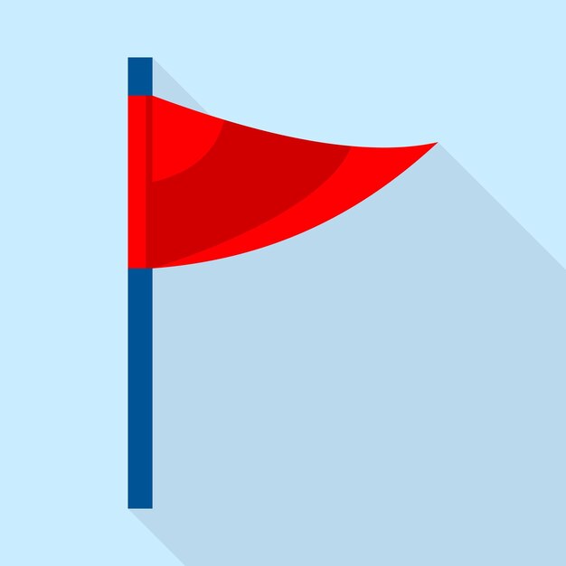 Icono de bandera de esquí roja ilustración plana del icono de vector de bandera de esquí roja para diseño web