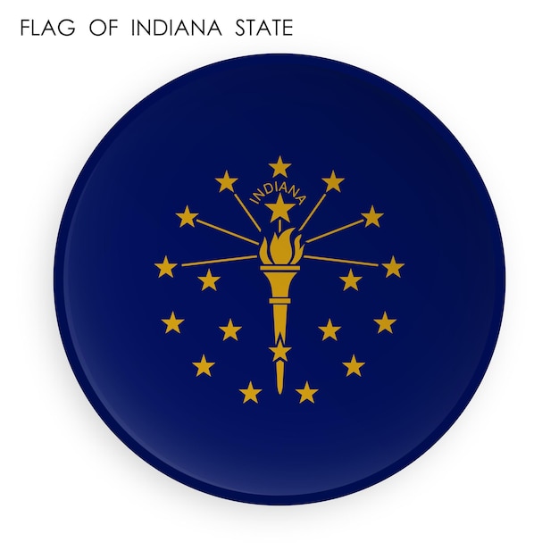 icono de la bandera del estado americano de Indiana en estilo de neomorfismo moderno botón para aplicación móvil o