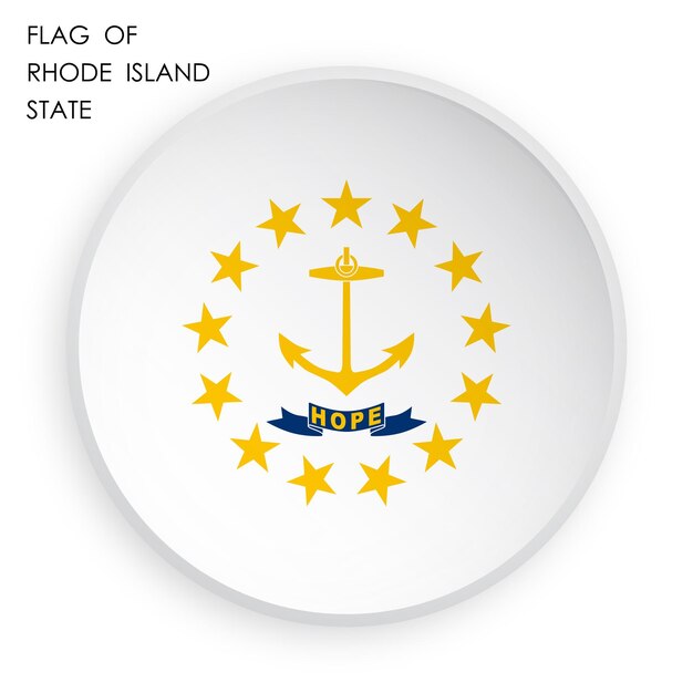 icono de la bandera del estado americano de RHODE ISLAND en estilo de neomorfismo moderno botón para aplicación móvil
