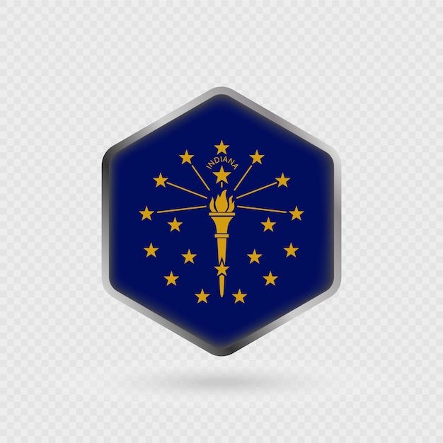 Icono de la bandera del estado de Indiana en forma de hexágono