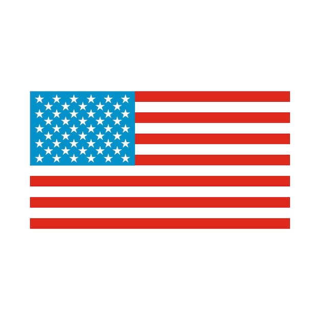 Icono de la bandera de Estados Unidos en estilo plano aislado sobre fondo blanco