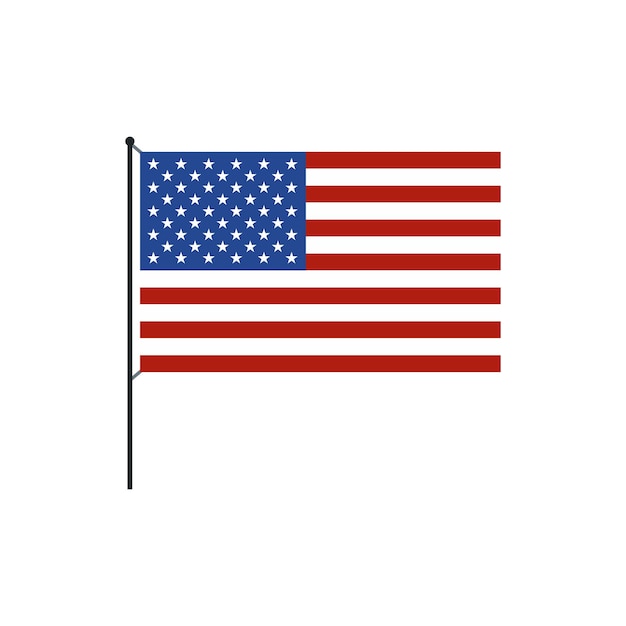 Icono de la bandera de Estados Unidos en estilo plano sobre un fondo blanco