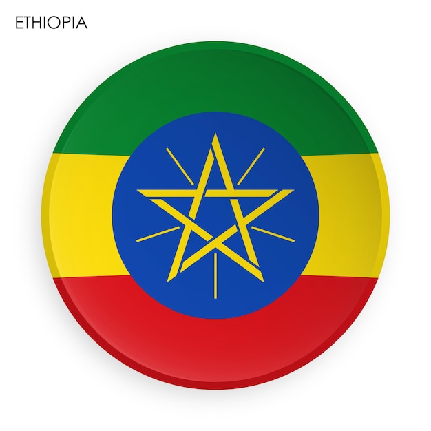 Icono de la bandera de Etiopía en estilo de neomorfismo moderno Botón para aplicación móvil o web Vector en