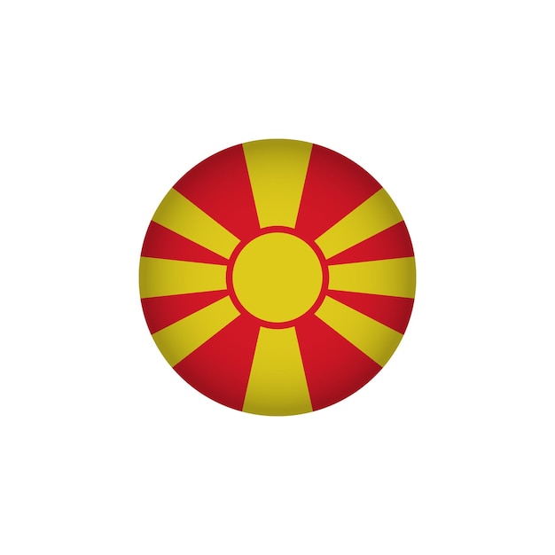 Icono de la bandera de Europa de Macedonia del Norte Elemento de gráficos vectoriales de stock de bandera en un círculo de país europeo
