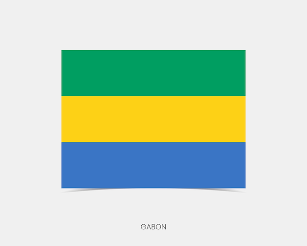 Icono de la bandera del Gabón Rectángulo con sombra