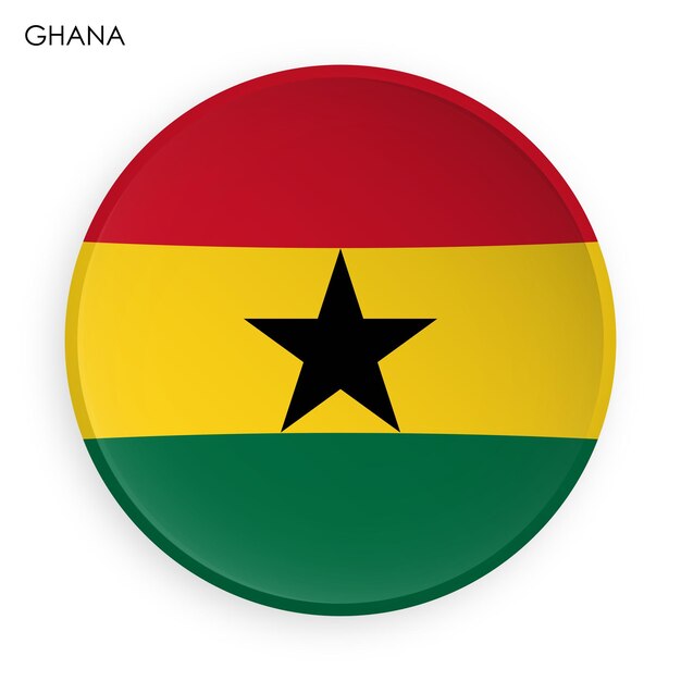 Icono de la bandera de GHANA en estilo de neomorfismo moderno Botón para aplicación móvil o web Vector en blanco