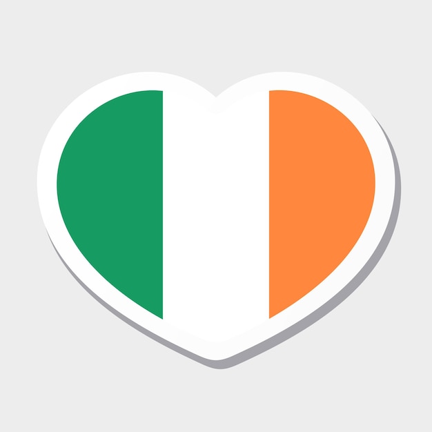 Icono de la bandera de Irlanda Etiqueta engomada del corazón del vector Lo mejor para la interfaz de usuario de aplicaciones móviles y el diseño web