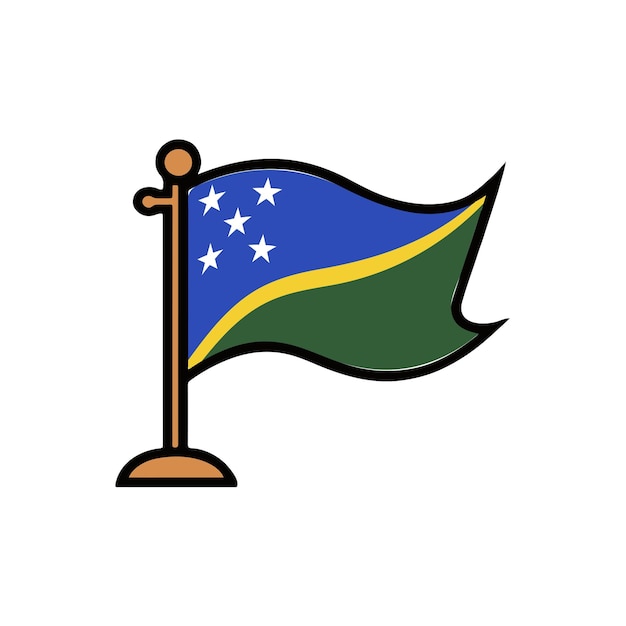 El icono de la bandera de las Islas Salomón con un mástil de madera