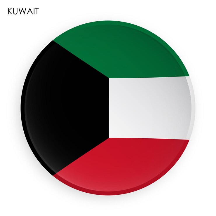 Vector icono de la bandera de kuwait en estilo de neomorfismo moderno botón para aplicación móvil o web vector en blanco