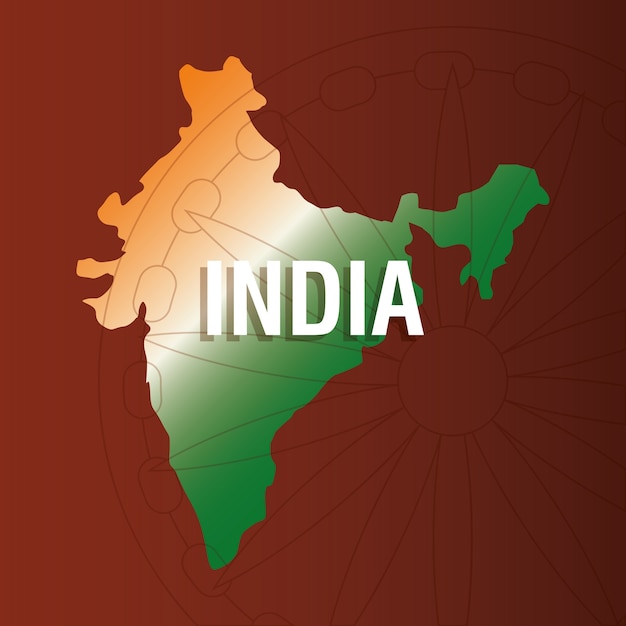 Icono de bandera y mapa de India