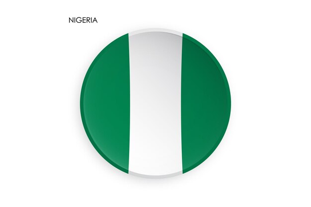 Icono de la bandera de Nigeria en estilo de neomorfismo moderno Botón para aplicación móvil o web Vector en blanco