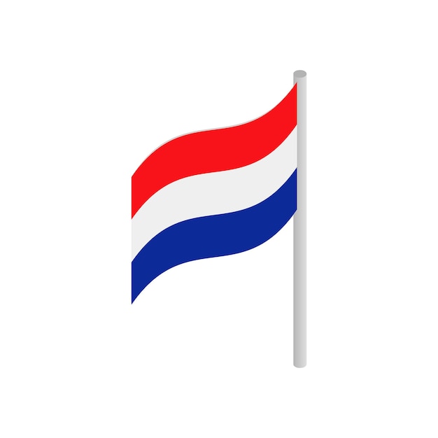 Icono de la bandera del país holandés en estilo isométrico 3d sobre un fondo blanco