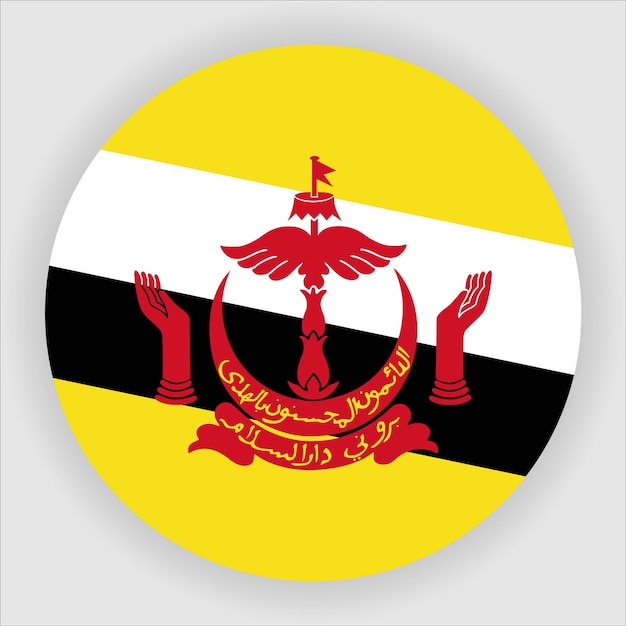 Vector icono de bandera plana redondeada de brunei