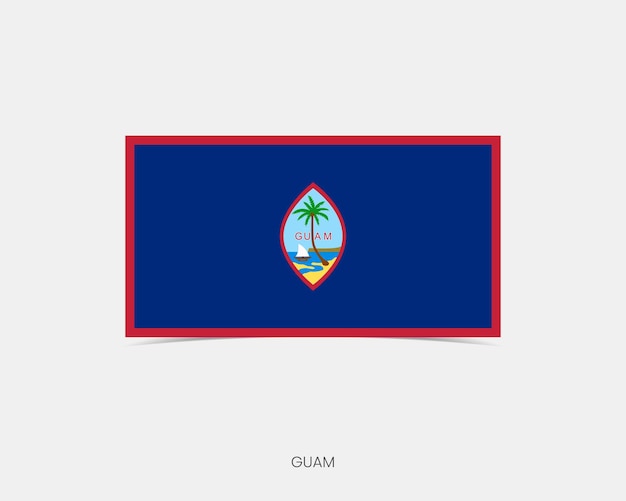 Vector icono de la bandera rectangular de guam con una sombra