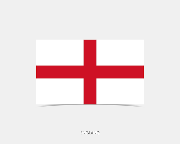 Icono de la bandera rectangular de Inglaterra con sombra