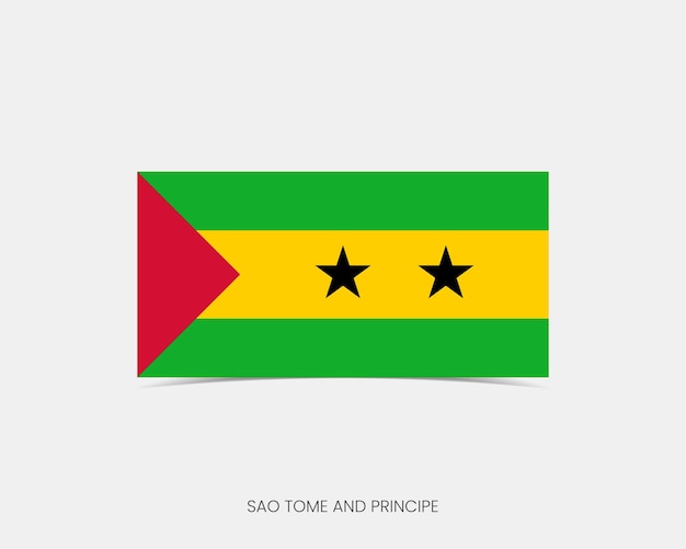 Icono de la bandera rectangular de Santo Tomé y Príncipe con sombra