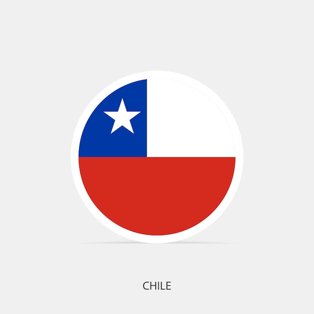 Icono de bandera redonda de Chile con sombra