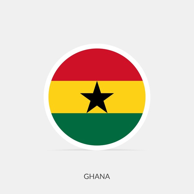 Icono de bandera redonda de Ghana con sombra