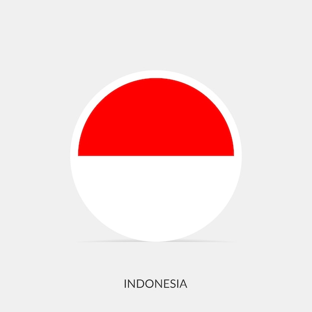 Icono de bandera redonda de Indonesia con sombra