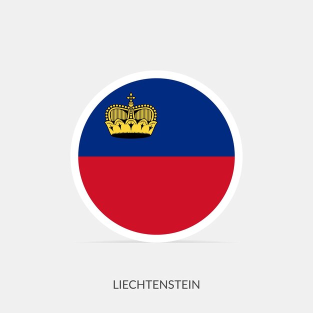 Vector icono de bandera redonda de liechtenstein con sombra