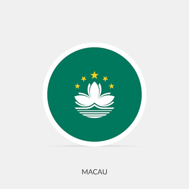 Icono de bandera redonda de Macao con sombra