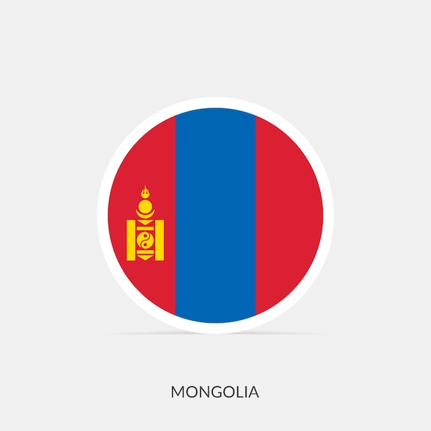 Vector icono de bandera redonda de mongolia con sombra