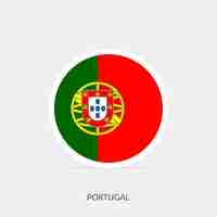 Vector icono de bandera redonda de portugal con sombra