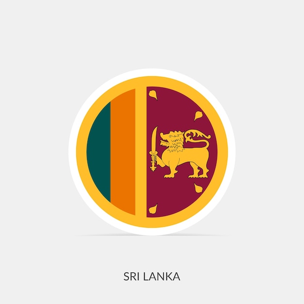 Vector icono de bandera redonda de sri lanka con sombra