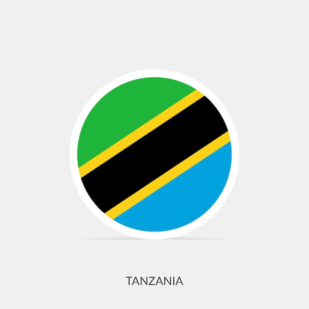 Icono de bandera redonda de Tanzania con sombra
