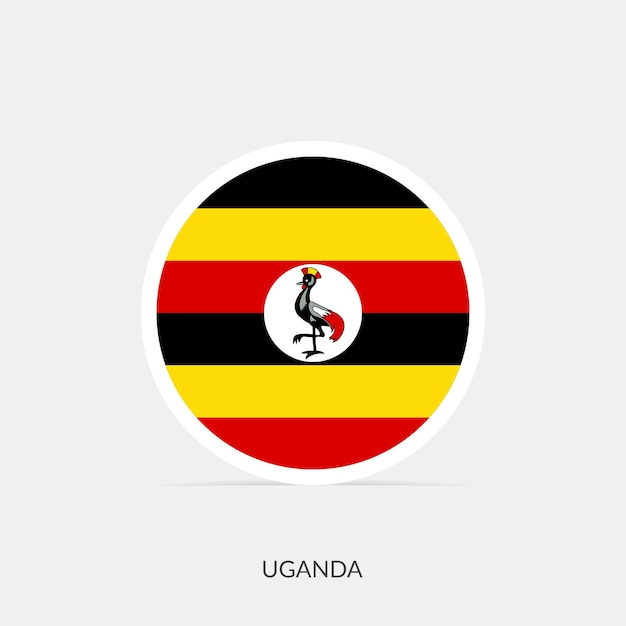 Icono de bandera redonda de Uganda con sombra