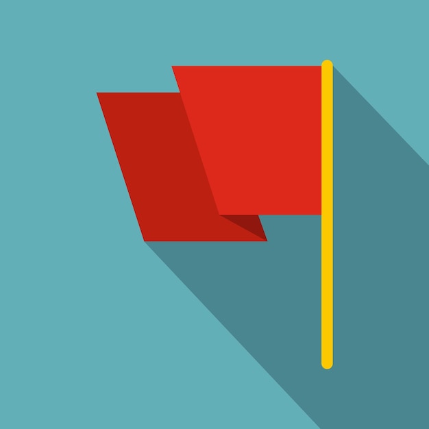 Icono de bandera roja Ilustración plana del icono de vector de bandera roja para web aislado sobre fondo azul bebé