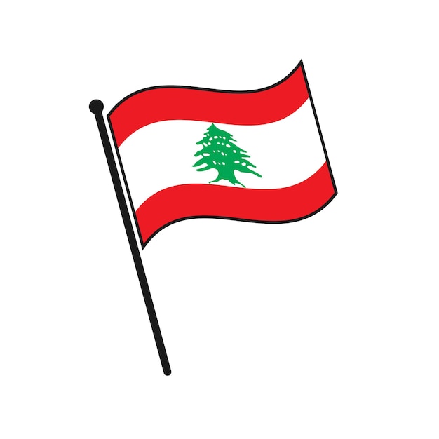 Icono de bandera simple Líbano aislado sobre fondo blanco