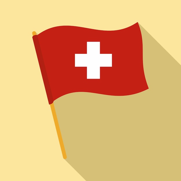 Icono de bandera suiza Ilustración plana del icono de vector de bandera suiza para diseño web