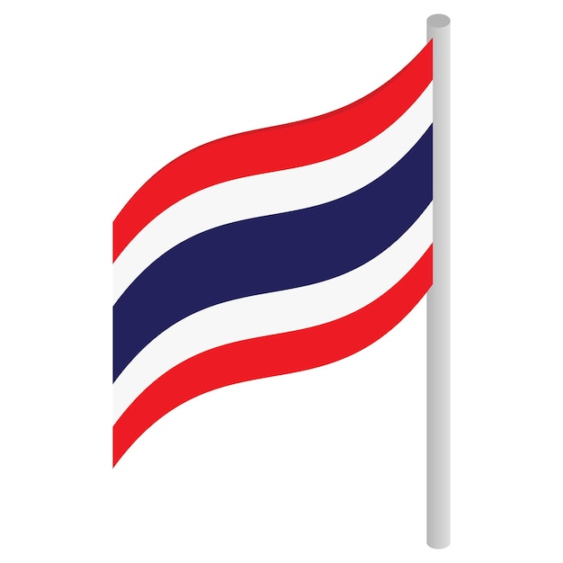 Icono de la bandera de Tailandia en estilo isométrico 3d aislado sobre fondo blanco